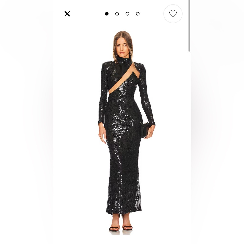 Michael Costello x Revolve Houston Sequins Mesh Maxi Dress in Black. Size XS